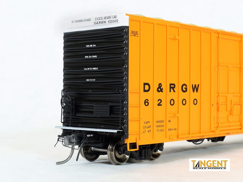 Tangent Scale Models 29012 50' High Cube Gunderson 6089 Boxcar Rio Grande “Delivery 1969” D&RGW