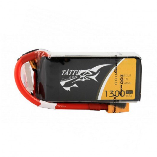 Tattu 3S 11.1V 1300mAh 75C Lipo Battery Pack with XT60 Plug