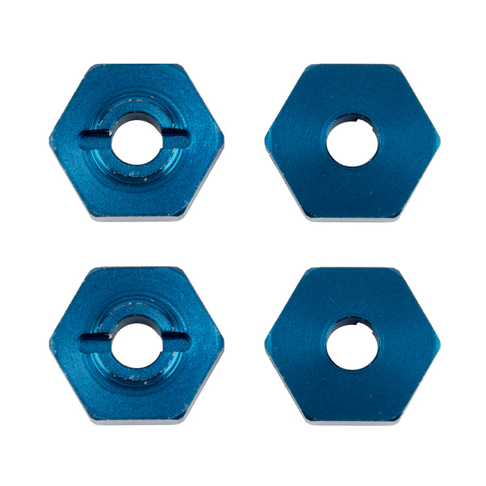 Team Associated 21562 Factory Team 1:14 Blue Aluminum Wheel Hexes for Reflex