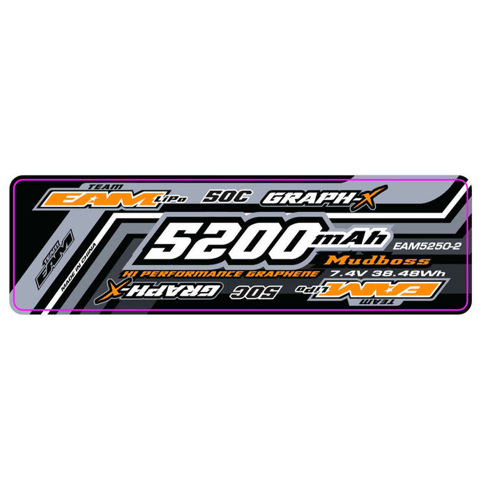 Team EAM 5200 50C Graph-X Mudboss 7.4V 2S LiPo Battery with Deans Connector
