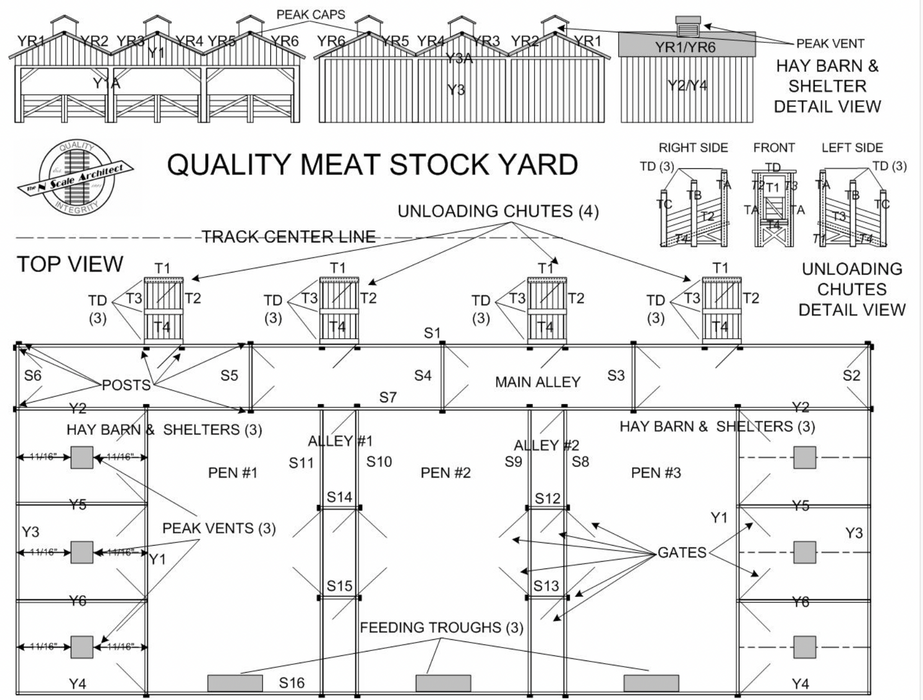 The N Scale Architect 10703 (703QME) N Scale Quality Meat Stockyard Craftsman Kit