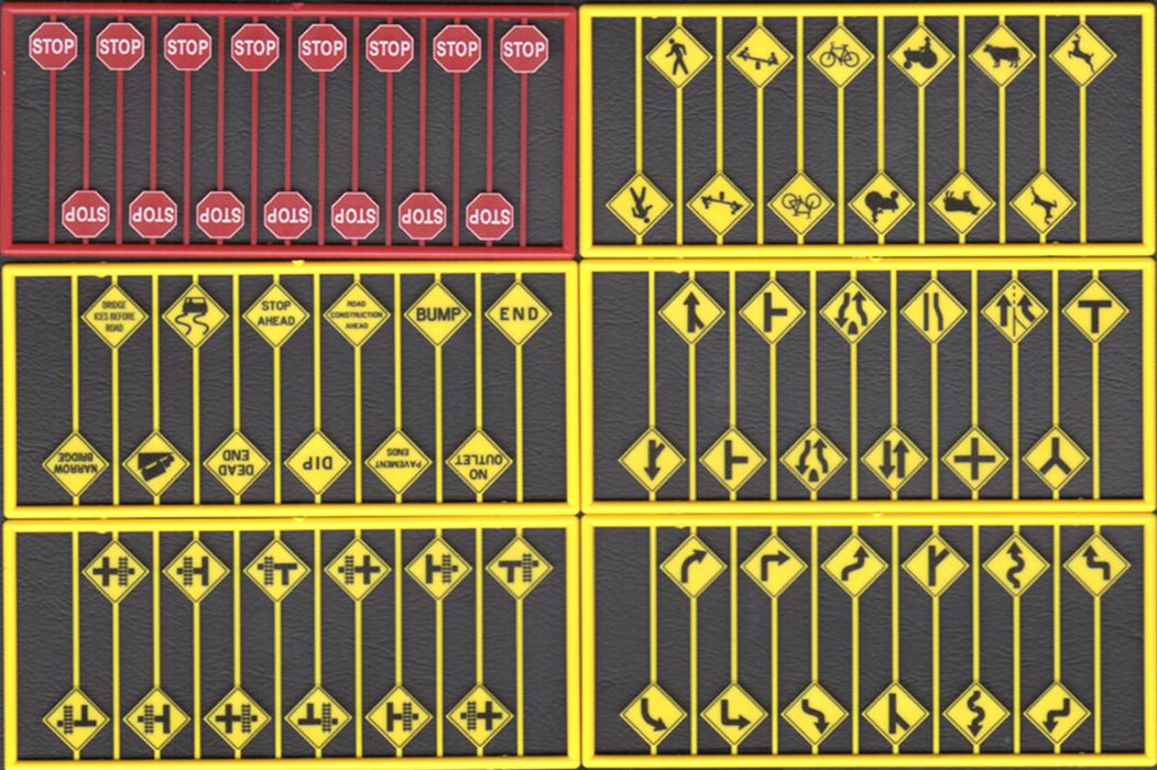 Tichy Train Group 8257 HO Scale Modern Road Sign Assortment 60 Pack