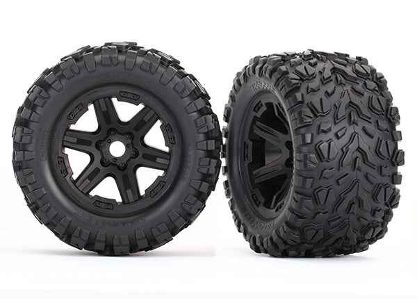 Traxxas 8672 Talon EXT Tires on Black Wheels for REVO VXL