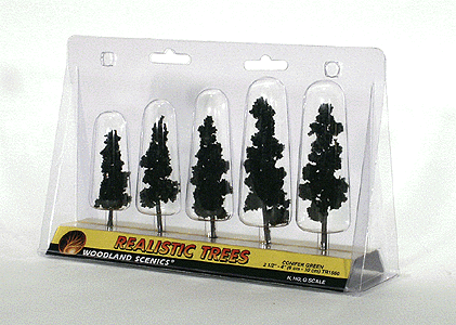 Woodland Scenics TR1560 Ready-Made Pine Tree, 2.5-4" (5-Pack)