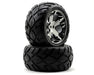 Traxxas 3773A All Star Black Chrome Rear Wheels with Anaconda Tires for 2WD Rustler Stampede