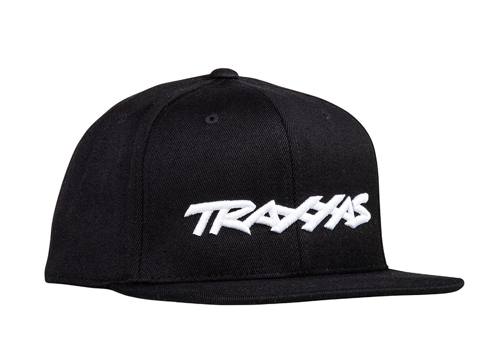 Traxxas 1183-BLK Snapback Flat Bill Hat Black and White Logo