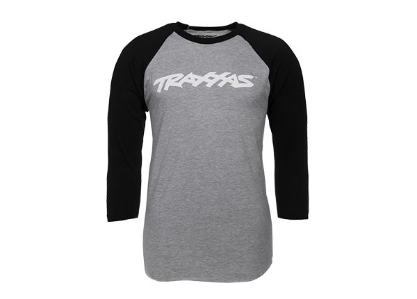 Traxxas 1369 Raglan Long Sleeve Shirt Grey and Black Medium