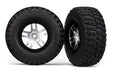 Traxxas 6873 BF Goodrich T/A KM2 Tires and Satin Chrome Wheels for Slash 2WD Rear 4x4 F&R