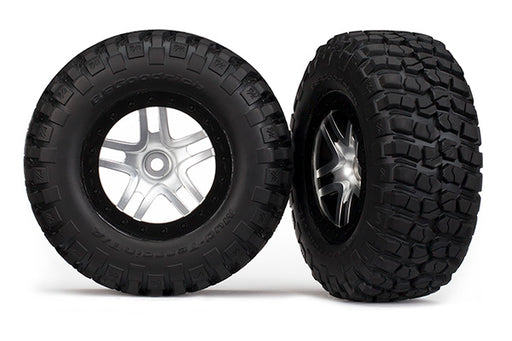Traxxas 6873 BF Goodrich T/A KM2 Tires and Satin Chrome Wheels for Slash 2WD Rear 4x4 F&R
