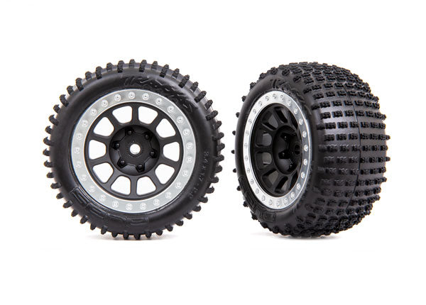 Traxxas 2470G Rear 2.2" Alias Ribbed Medium Compound Tires mounted on Graphite Gray Wheels 2 Pack