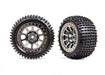 Traxxas 2470T Rear 2.2" Alias Ribbed Medium Compound Tires Mounted on Black Chrome Wheels 2 Pack