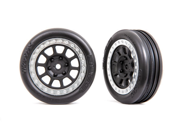 Traxxas 2471G Front 2.2" Alias Ribbed Medium Compound Tires mounted on Graphite Gray Wheels 2 Pack