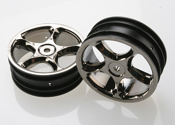 Traxxas 2473A Tracer 2.2 Black Chome Wheels for Bandit Front 1 Pair
