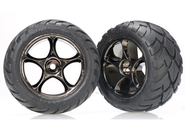 Traxxas 2478A 2.2 Black Chrome Tracer Wheels with Anaconda Tires for Bandit Rear Assembled 2 Pack