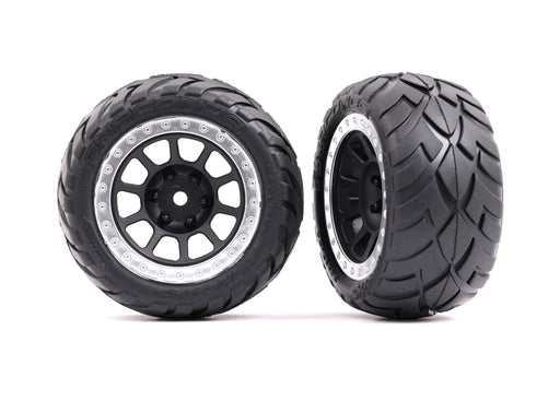 Traxxas 2478G 2.2" Graphite Gray and Satin Chrome Wheels with Anaconda Tires for Bandit Rear 2 Pack