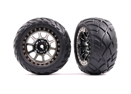 Traxxas 2478T 2.2" Black Chrome Wheels with Anaconda Tires for Bandit Rear 2 Pack