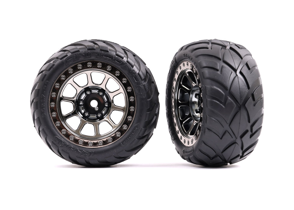 Traxxas 2478T 2.2" Black Chrome Wheels with Anaconda Tires for Bandit Rear 2 Pack