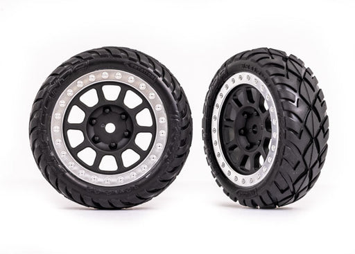 Traxxas 2479G 2.2" Graphite Gray and Satin Chrome Wheels with Anaconda Tires for Bandit Front Assembled