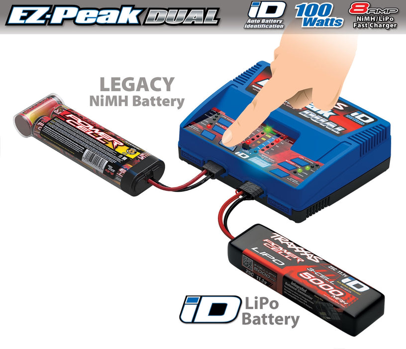 Traxxas 2972 EZ-Peak Dual LiPo NiMh Fast RC Battery Charger with iD for LiPo and NiMH (100w 8amp)