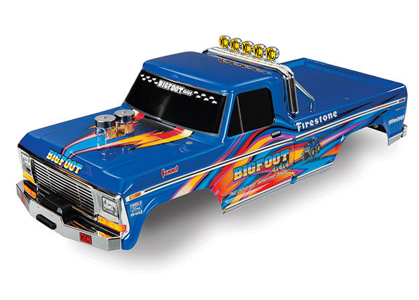 Traxxas 3661X Bigfoot No. 1 Blue-X Painted Body with Flame Decals