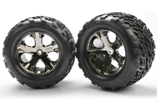 Traxxas 3668A Talon Tires on 2.8 Black Chrome All Star Wheels for Rear of Stampede 2WD