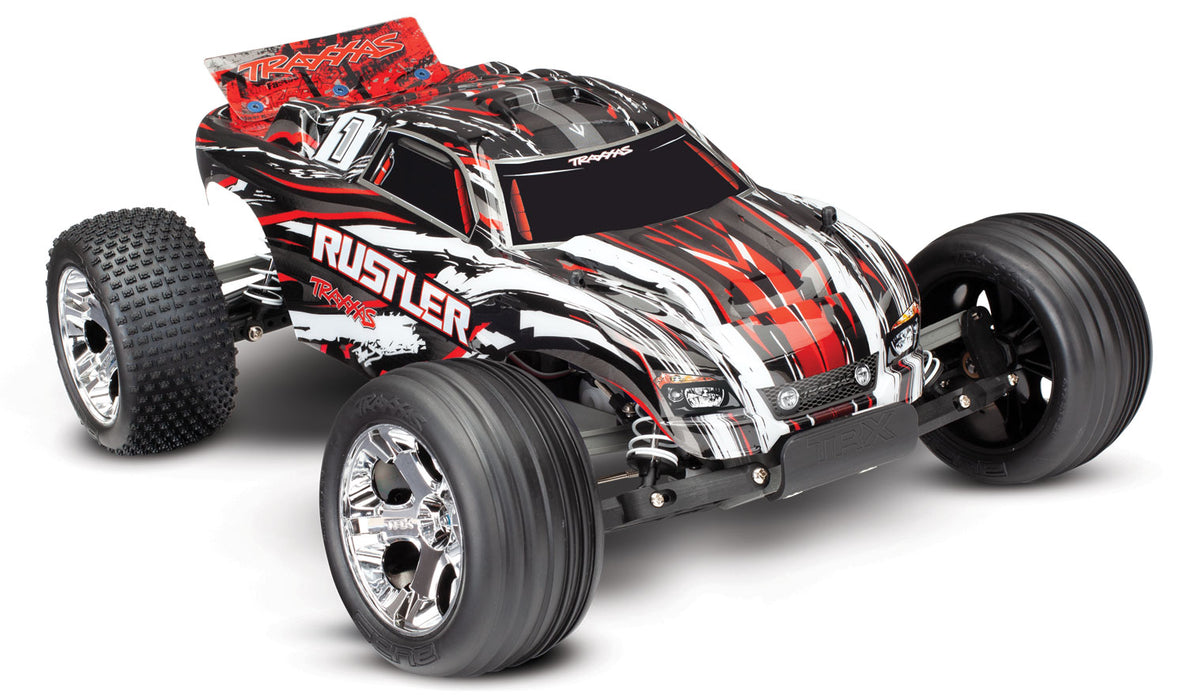 Traxxas 37054-1 Rustler 1/10 Scale RTR 2WD Stadium Truck Red X