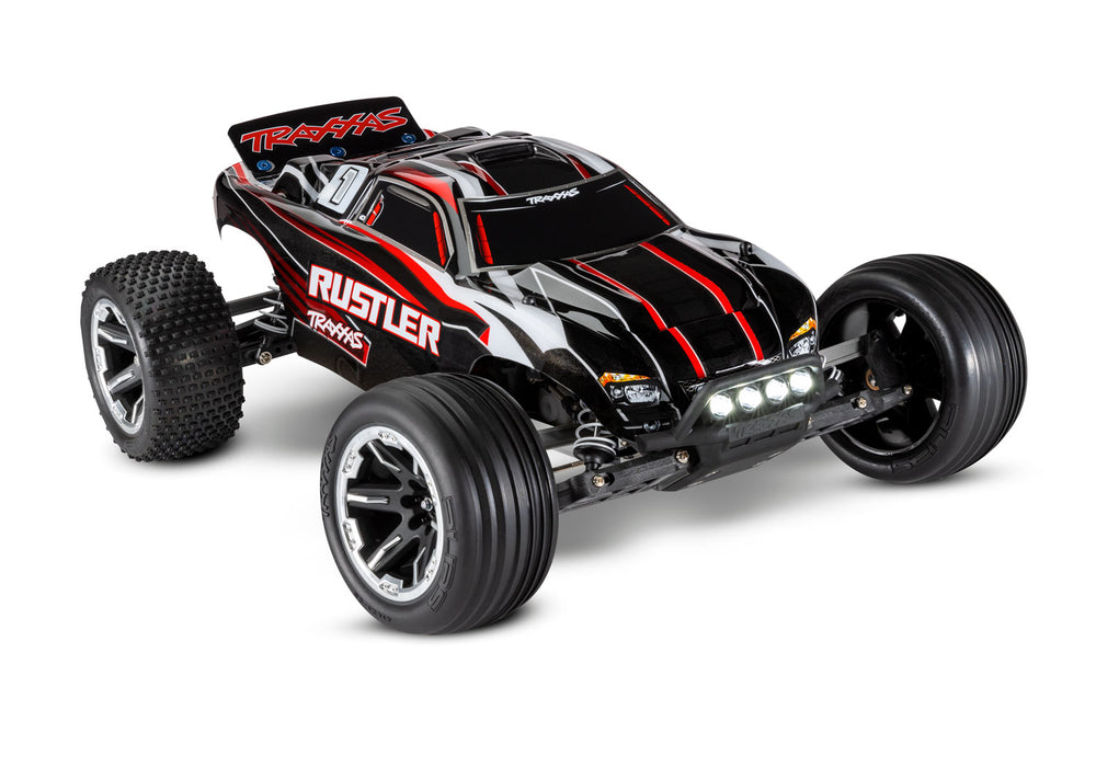 Traxxas 37054-61 1/10 XL-5 Brushed 2WD Rustler RTR Stadium Truck with LED Lights - Black