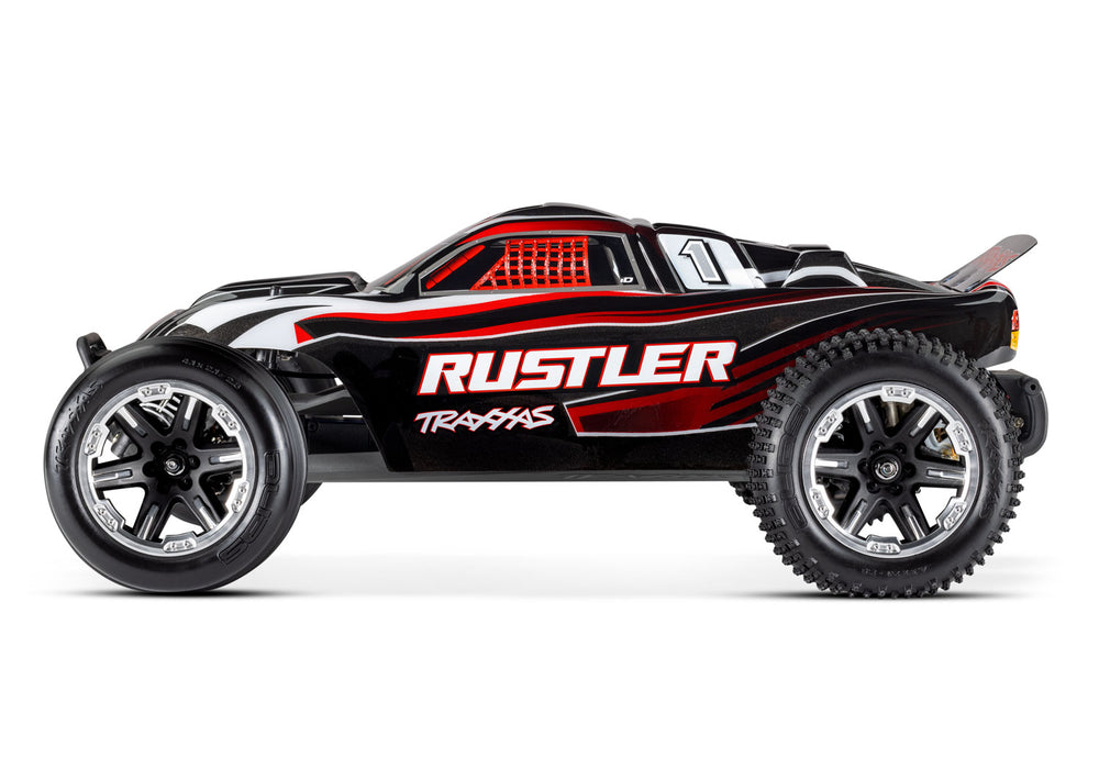 Traxxas 37054-61 1/10 XL-5 Brushed 2WD Rustler RTR Stadium Truck with LED Lights - Black
