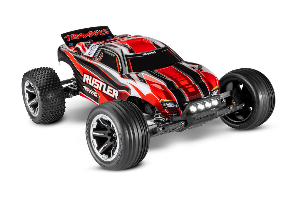 Traxxas 37054-61 1/10 XL-5 Brushed 2WD Rustler RTR Stadium Truck with LED Lights - Red