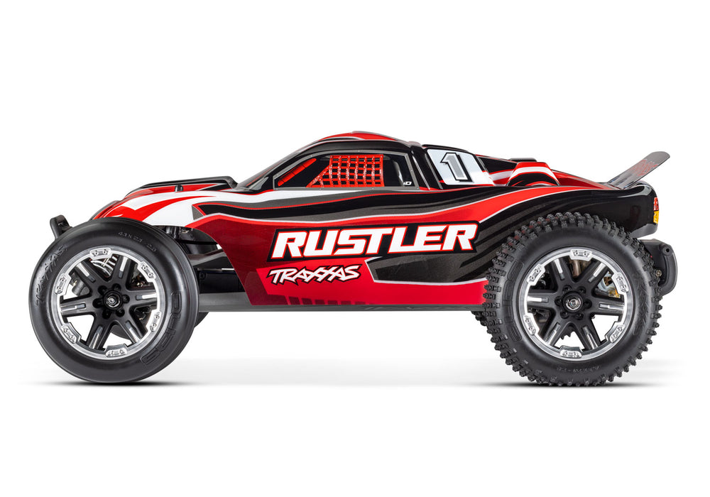 Traxxas 37054-61 1/10 XL-5 Brushed 2WD Rustler RTR Stadium Truck with LED Lights - Red