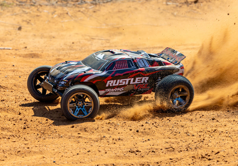 Traxxas 37076-74 2WD Rustler VXL 1/10 RTR Brushless Stadium Truck with 272R Transmission - Red