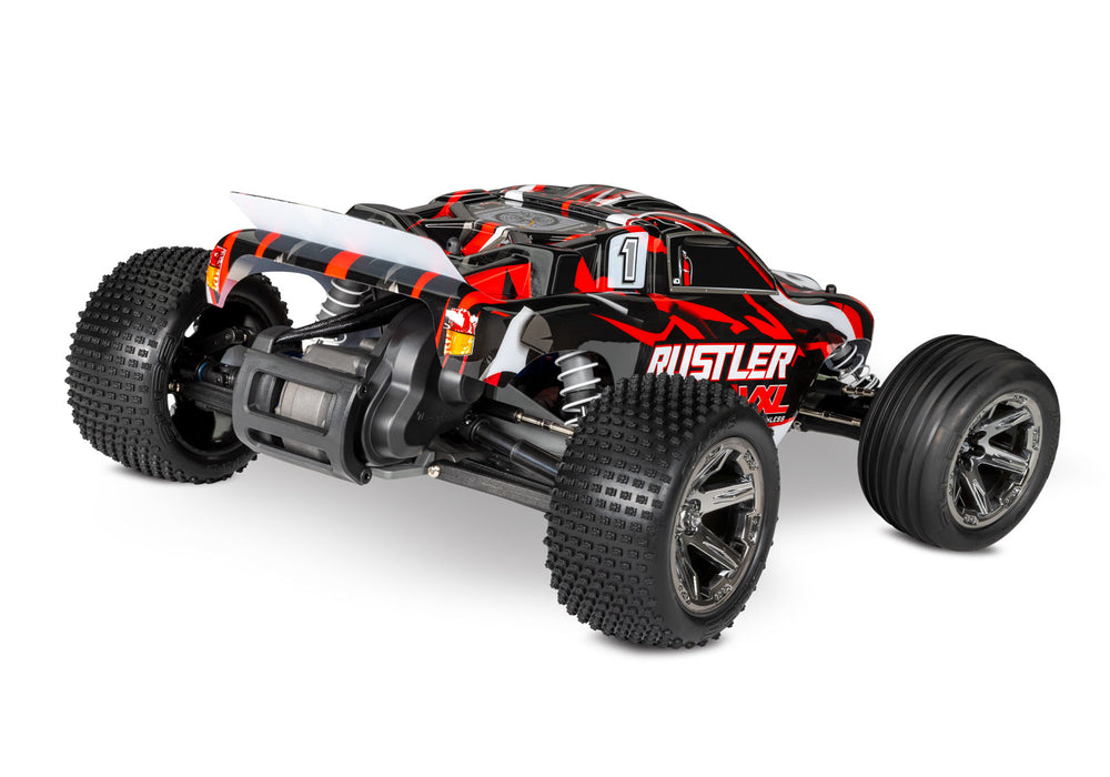 Traxxas 37076-74 2WD Rustler VXL 1/10 RTR Brushless Stadium Truck with 272R Transmission - Red
