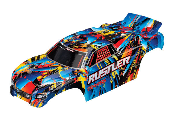 Traxxas 3748 Rock n' Roll Graphics Rustler Body (painted, decals applied)