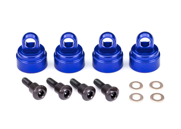 Traxxas 3767A Blue Aluminum Shock Caps for (Ultra Shocks) 4 Pack