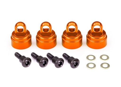 Traxxas 3767T Orange Aluminum Shock Caps for (Ultra Shocks) 4 Pack