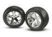 Traxxas 3770 Rear Wheels and Tires Assembled All Star Chrome for Rustler