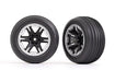 Traxxas 3771X 2.8" RXT Black and Satin Wheels with Ribbed Tires Front of Rustler 2WD 2 Pack