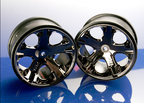 Traxxas 3772A 2.8 Black Chrome Star Wheels for Rear of Rustler or Stampede 2WD
