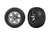Traxxas 3772R 2.8" RXT Black Chrome Wheels with Alias Tires for Rear of Rustler 2WD 2 Pack