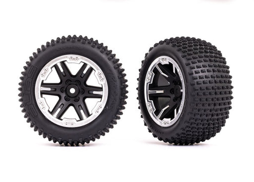 Traxxas 3772X 2.8" RXT Black and Satin Wheels with Alias Tires for Rear of Rustler 2WD 2 Pack