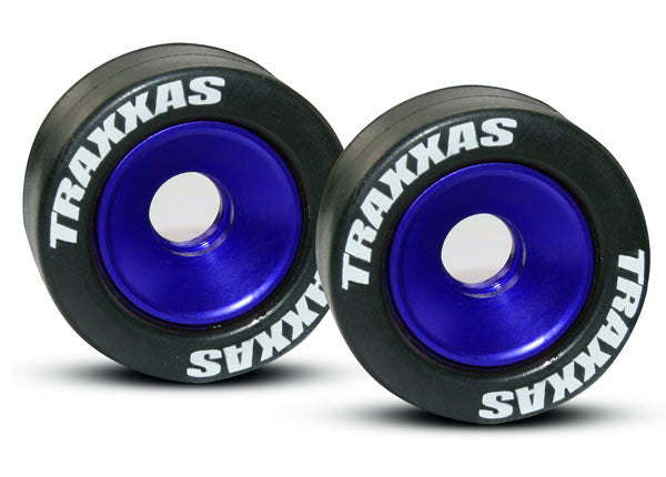Traxxas 5186A Blue Anodized Aluminum Wheelie Bar Wheels