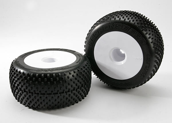 Traxxas 5375R Response Pro Tires Mounted on White 3.8 Dish Wheels 1 Pair