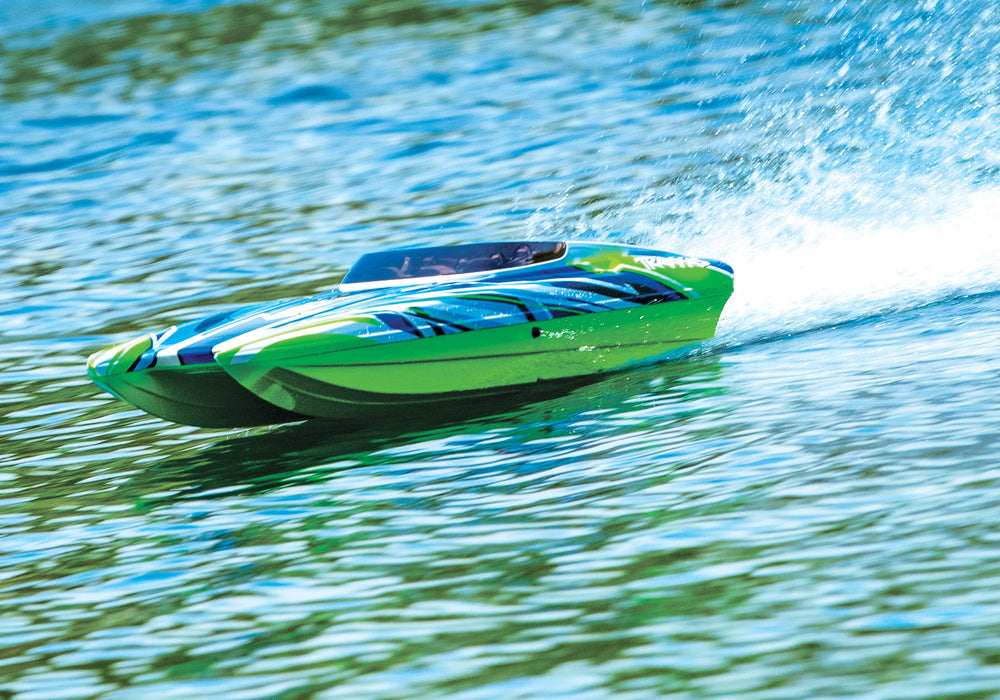 Traxxas 57046-4 DCB M41 Widebody Catamaran Electric Boat Green and Blue