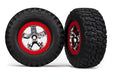 Traxxas 5869 BF Goodrich Tires on Beadlock Style Satin Chrome and Red Wheels for 2WD Slash Front