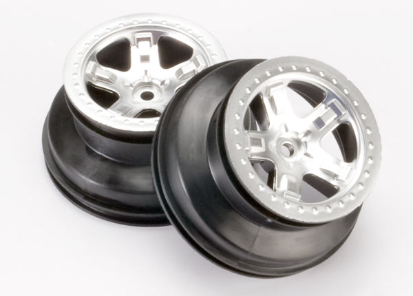 Traxxas 5872 SCT Satin Chrome Beadlock Style Wheels for Slash 4x4 F/R or 2WD Rear