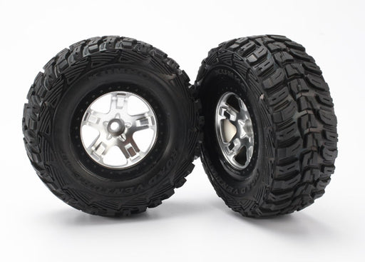 Traxxas 5881 Kumho Tires Mounted on Satin Chrome Wheels 2WD Slash Front
