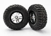 Traxxas 5882R Kumho S1 Super Soft Compound Tires on Beadlock Style Satin Chrome and Black Wheels