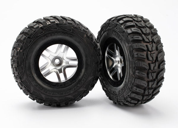 Traxxas 5882R Kumho S1 Super Soft Compound Tires on Beadlock Style Satin Chrome and Black Wheels