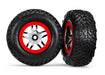 Traxxas 5977 Tires on Red and Chrome Beadlock SCT Wheels for Slayer Pro 1 Pair