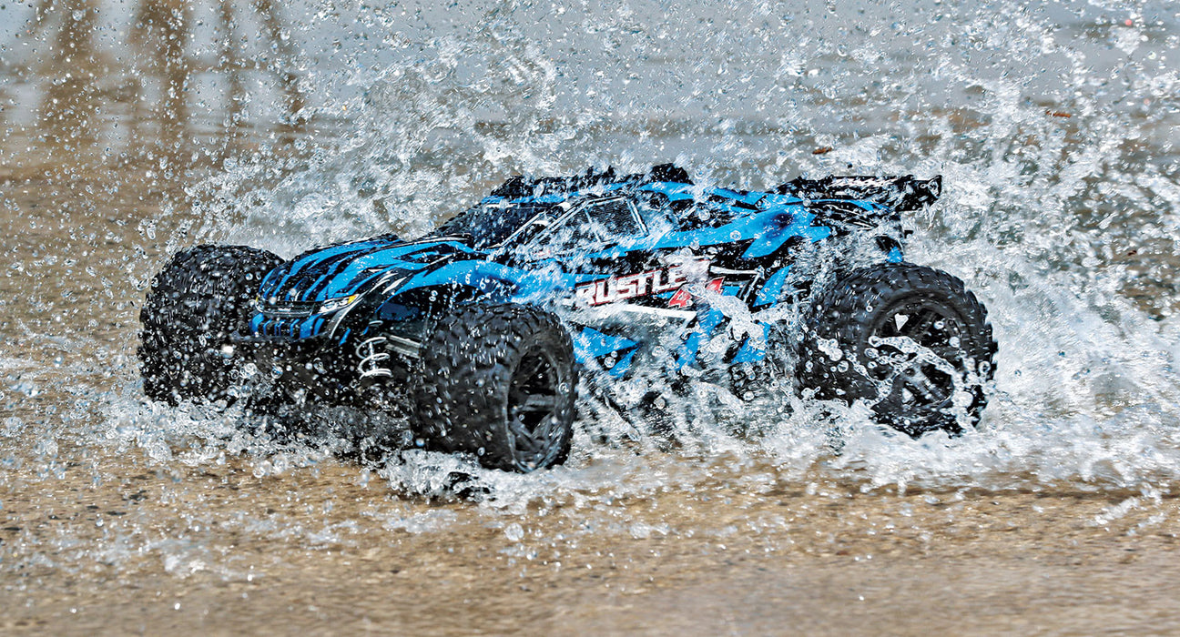 Traxxas 67064-1 Blue Rustler 4X4 XL-5 Brushed 1/10 Scale Stadium Truck
